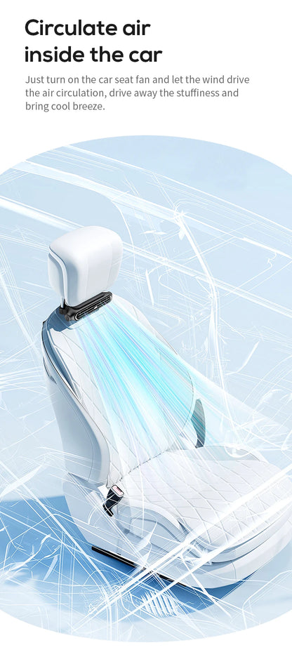 Car Cooling Fan Portable Car Seat Headrest Fan 3-speed Dual Turbo Strong Wind Electric Car Seat Fan for Mini Cars RVs Sedans ﻿