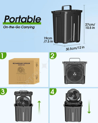 Portable Misting Fan -20000mAh USB Rechargeable Battery Powered Floor Cooling Fan With 9L Water Tank, Outdoor Spray Fan