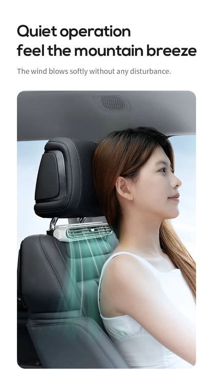 Car Cooling Fan Portable Car Seat Headrest Fan 3-speed Dual Turbo Strong Wind Electric Car Seat Fan for Mini Cars RVs Sedans ﻿