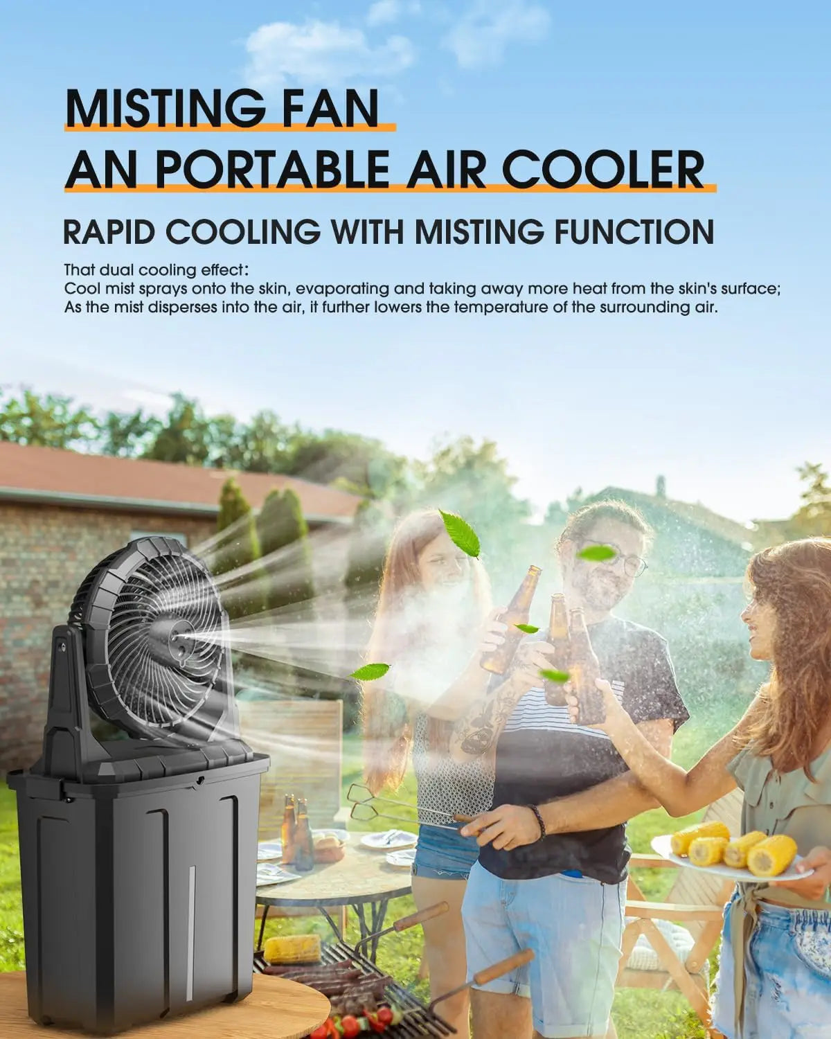 Portable Misting Fan -20000mAh USB Rechargeable Battery Powered Floor Cooling Fan With 9L Water Tank, Outdoor Spray Fan