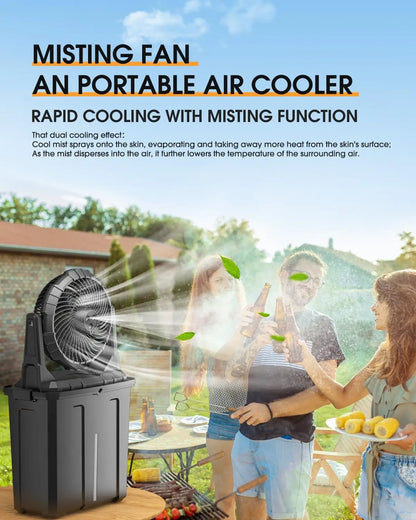 Portable Misting Fan -20000mAh USB Rechargeable Battery Powered Floor Cooling Fan With 9L Water Tank, Outdoor Spray Fan