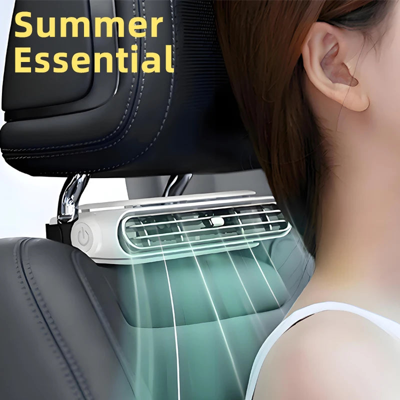 Car Cooling Fan Portable Car Seat Headrest Fan 3-speed Dual Turbo Strong Wind Electric Car Seat Fan for Mini Cars RVs Sedans ﻿