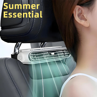 Car Cooling Fan Portable Car Seat Headrest Fan 3-speed Dual Turbo Strong Wind Electric Car Seat Fan for Mini Cars RVs Sedans ﻿