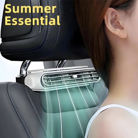 Car Cooling Fan Portable Car Seat Headrest Fan 3-speed Dual Turbo Strong Wind Electric Car Seat Fan for Mini Cars RVs Sedans ﻿