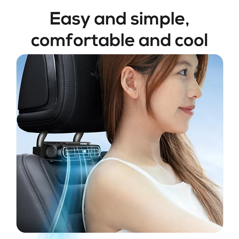 Car Cooling Fan Portable Car Seat Headrest Fan 3-speed Dual Turbo Strong Wind Electric Car Seat Fan for Mini Cars RVs Sedans ﻿
