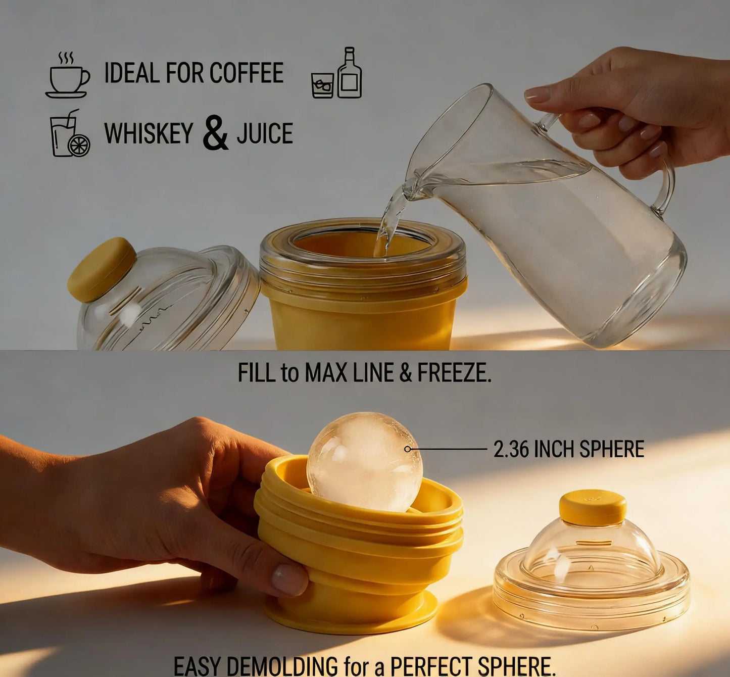New 2-in-1 Collapsible Silicone Ice Ball Cup Reusable Portable Ice Sphere Mold with Straw Lid for Coffee Juice Drinks