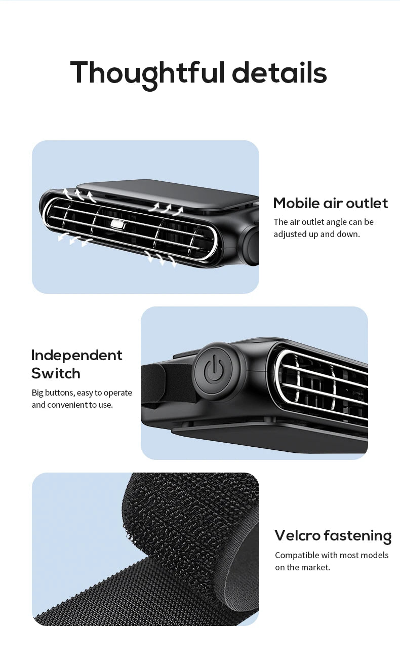 Car Cooling Fan Portable Car Seat Headrest Fan 3-speed Dual Turbo Strong Wind Electric Car Seat Fan for Mini Cars RVs Sedans ﻿