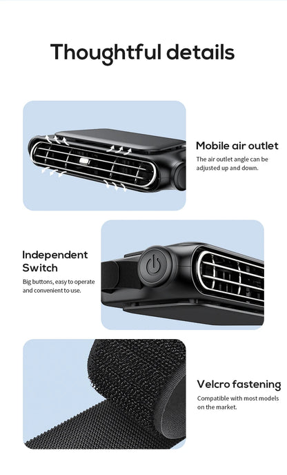 Car Cooling Fan Portable Car Seat Headrest Fan 3-speed Dual Turbo Strong Wind Electric Car Seat Fan for Mini Cars RVs Sedans ﻿