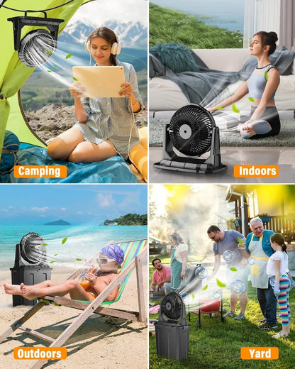 Portable Misting Fan -20000mAh USB Rechargeable Battery Powered Floor Cooling Fan With 9L Water Tank, Outdoor Spray Fan